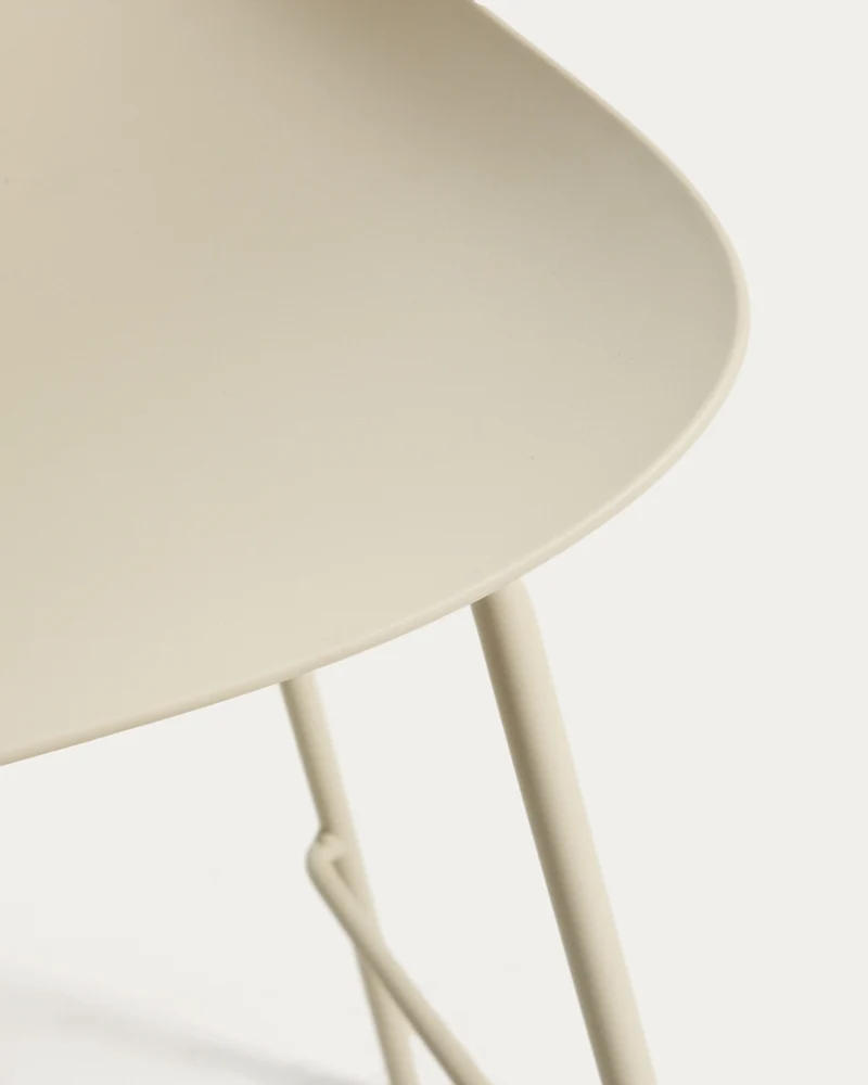 Altea beige stool with beige finish steel legs 65cm