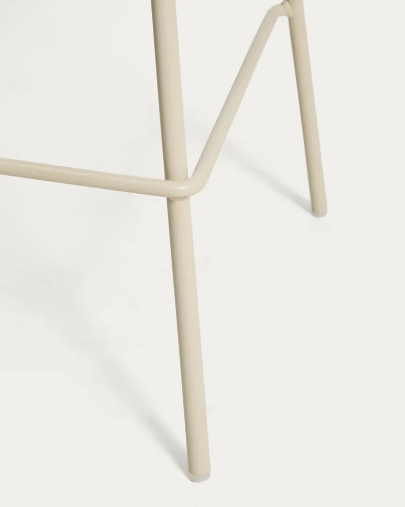 Altea beige stool with beige finish steel legs 65cm
