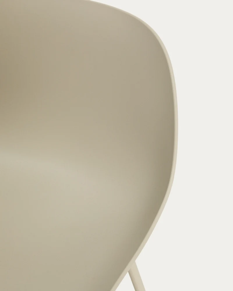 Altea beige stool with beige finish steel legs 65cm