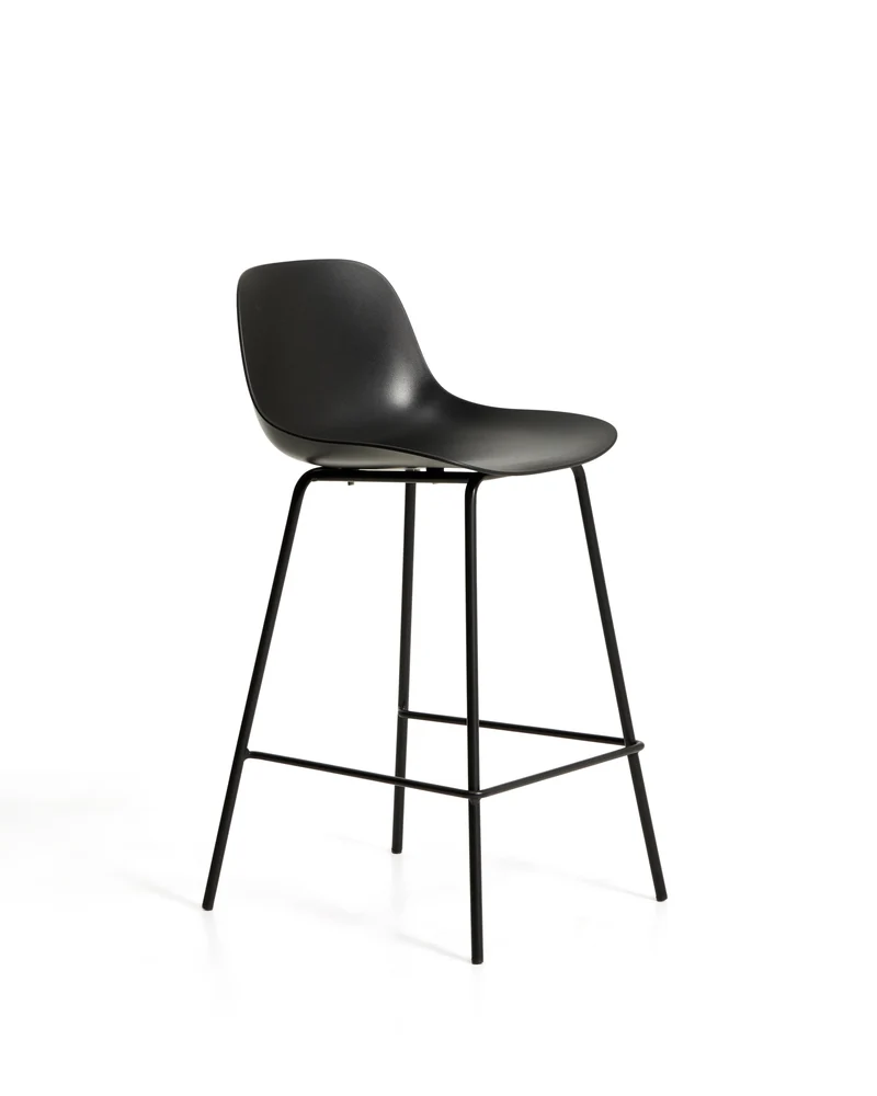 Altea black stool with black finish steel legs 65cm