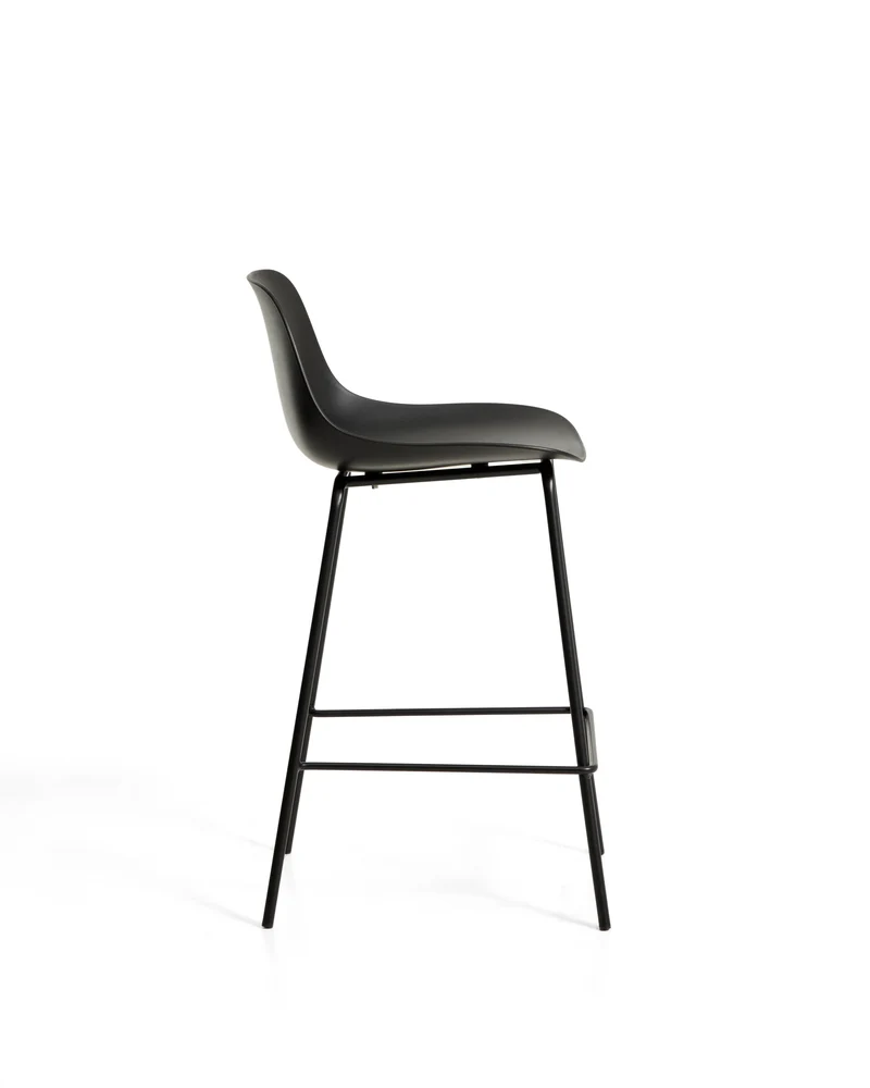Altea black stool with black finish steel legs 65cm