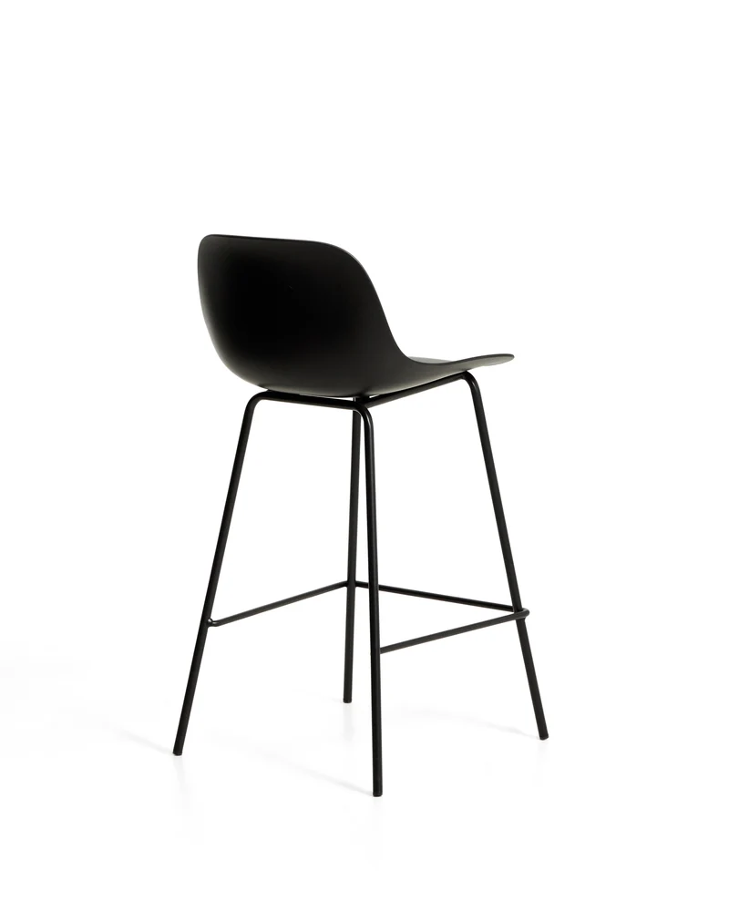 Altea black stool with black finish steel legs 65cm