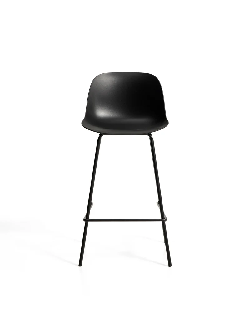 Altea black stool with black finish steel legs 65cm