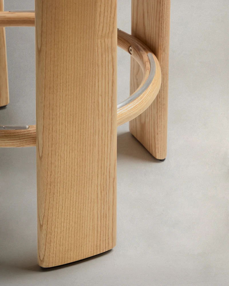 Granite stool in terracotta chenille & natural 65cm