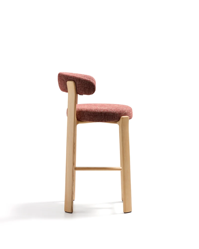 Granite stool in terracotta chenille & natural 75cm