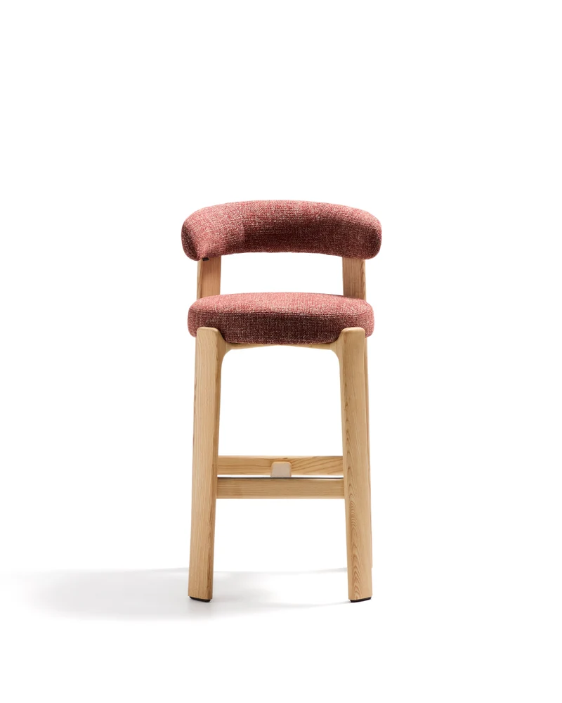 Granite stool in terracotta chenille & natural 75cm