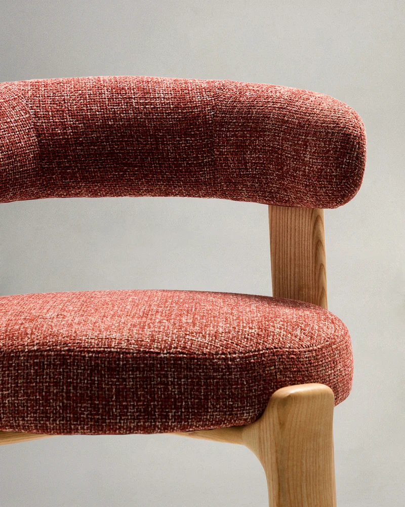 Granite stool in terracotta chenille & natural 75cm