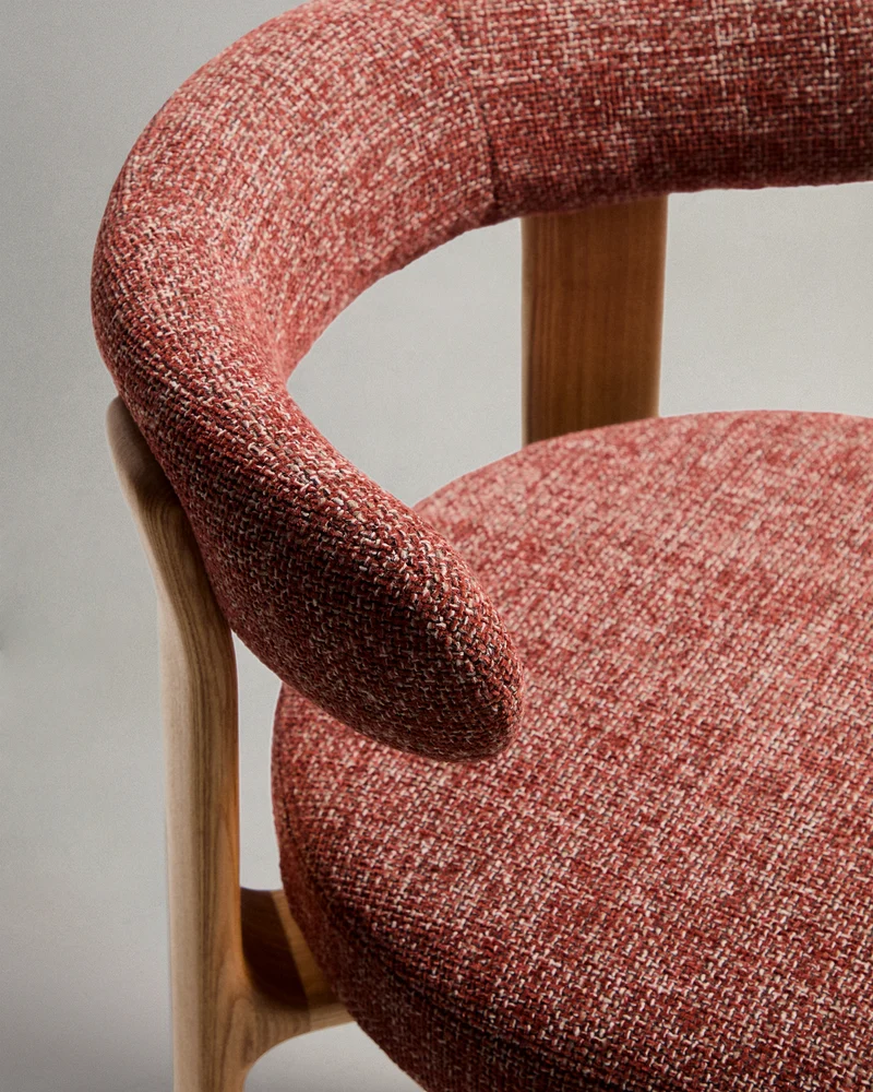 Granite stool in terracotta chenille & natural 75cm
