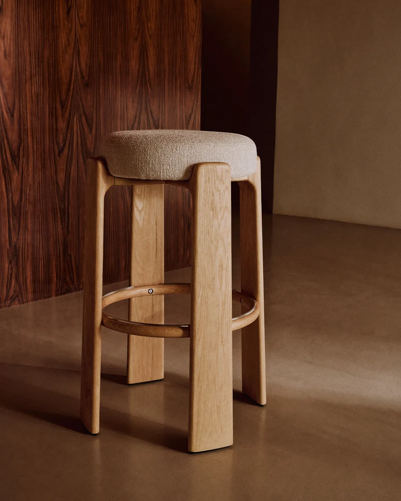 Granite stool beige chenille & ash 75cm