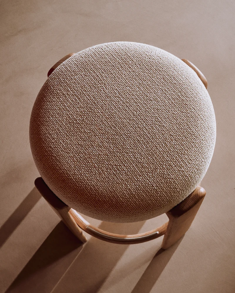 Granite stool beige chenille & ash 75cm