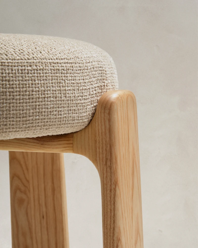 Granite stool beige chenille & ash 75cm