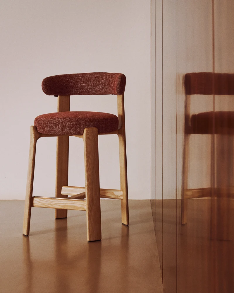 Granite stool in terracotta chenille & ash 65cm