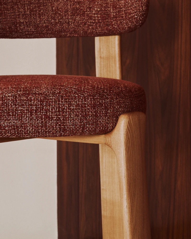 Granite stool in terracotta chenille & ash 65cm