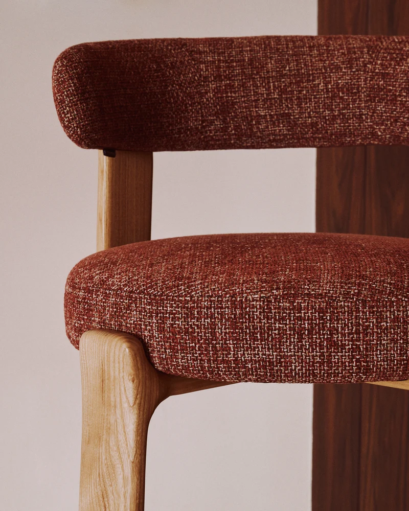 Granite stool in terracotta chenille & ash 65cm