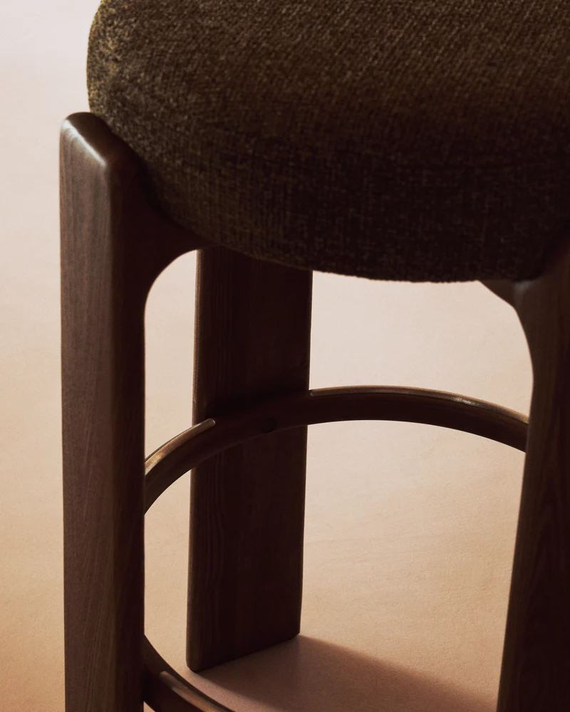 Granite stool in green chenille & ash 75cm