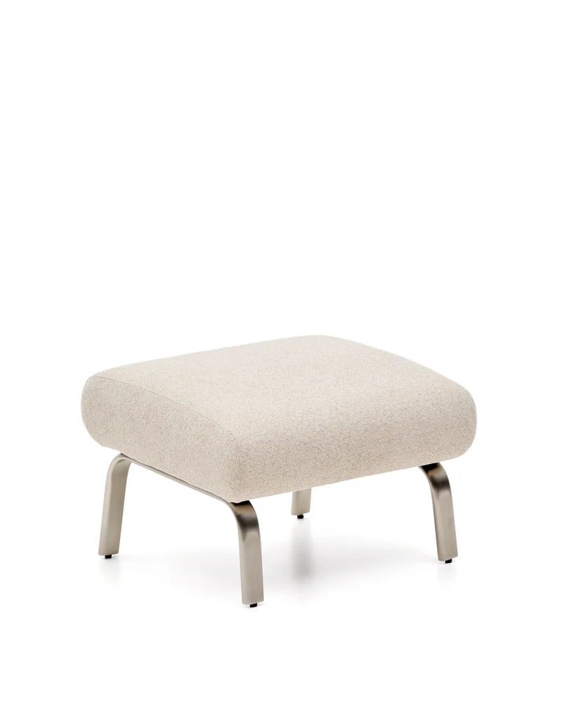 Amsen beige footrest with brushed stainless steel legs 68 x 55 cm