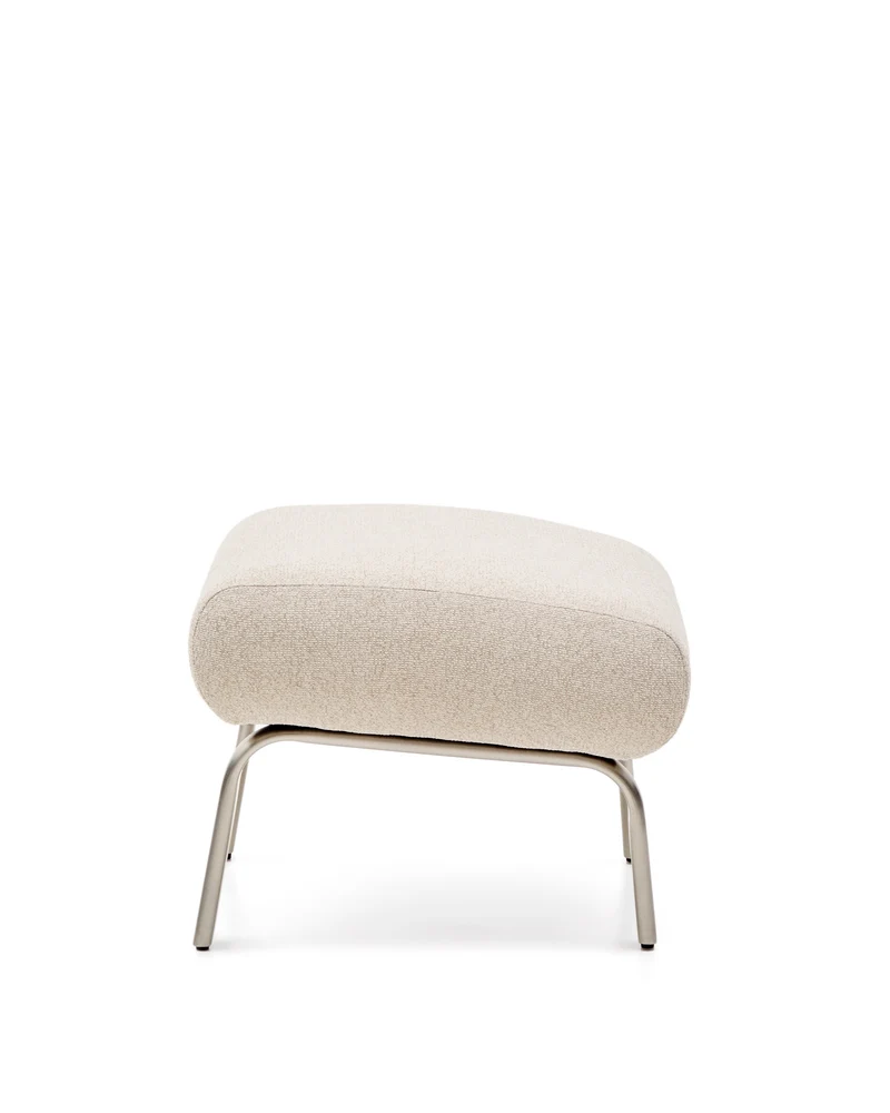 Amsen beige footrest with brushed stainless steel legs 68 x 55 cm