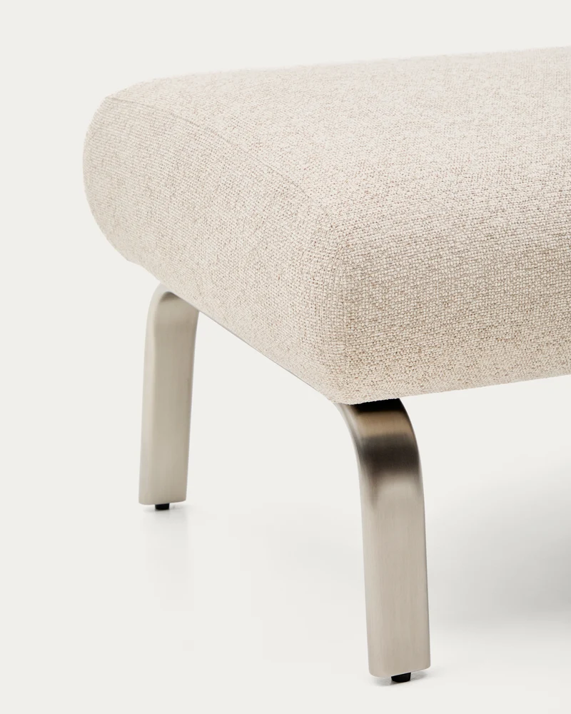 Amsen beige footrest with brushed stainless steel legs 68 x 55 cm