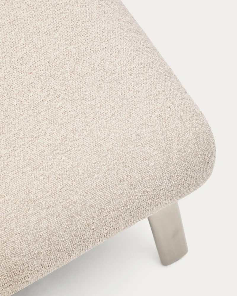 Amsen beige footrest with brushed stainless steel legs 68 x 55 cm