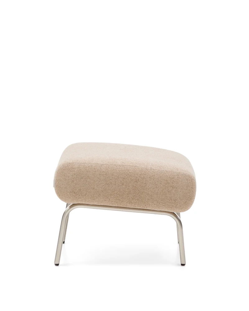 Amsen light brown footrest with brushed stainless steel legs 68 x 55 cm