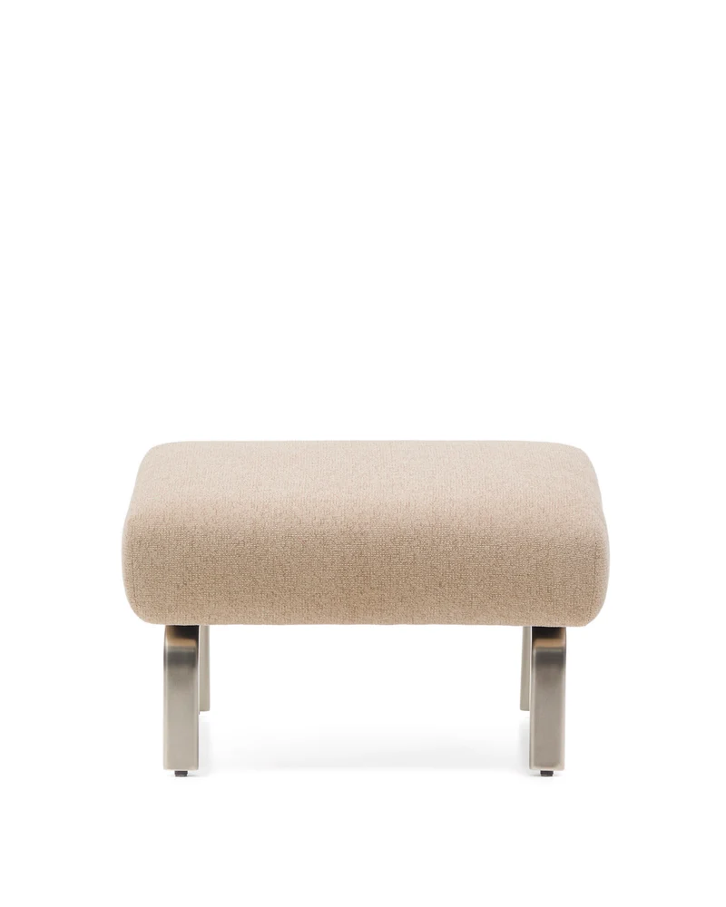 Amsen light brown footrest with brushed stainless steel legs 68 x 55 cm