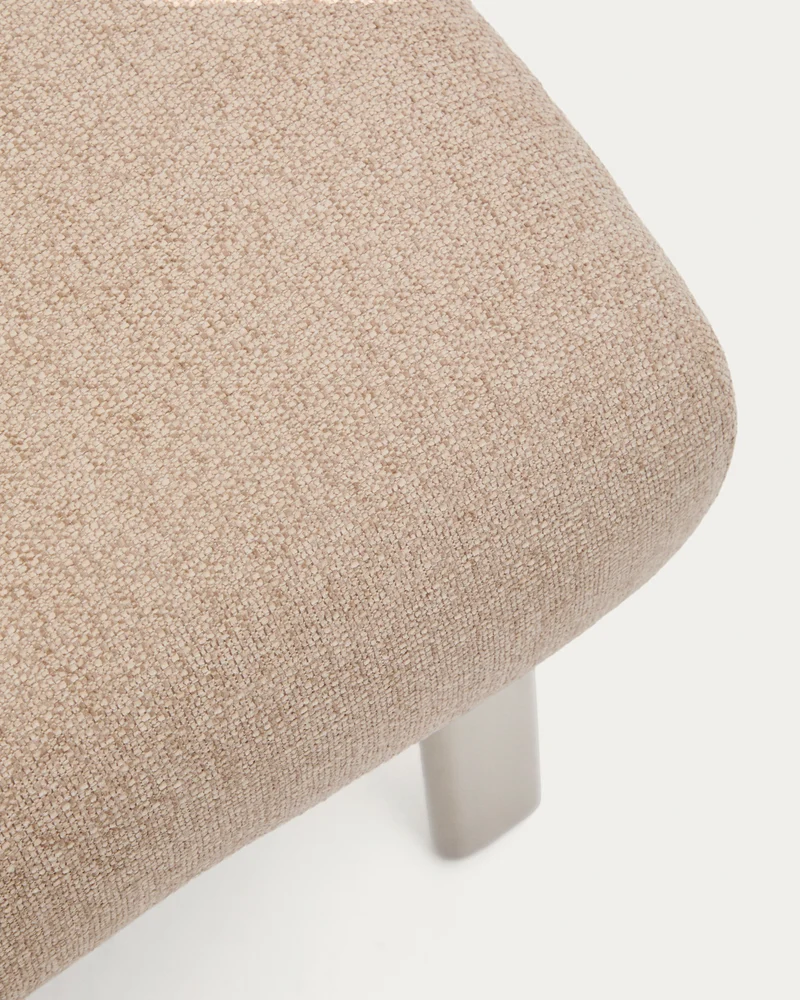 Amsen light brown footrest with brushed stainless steel legs 68 x 55 cm