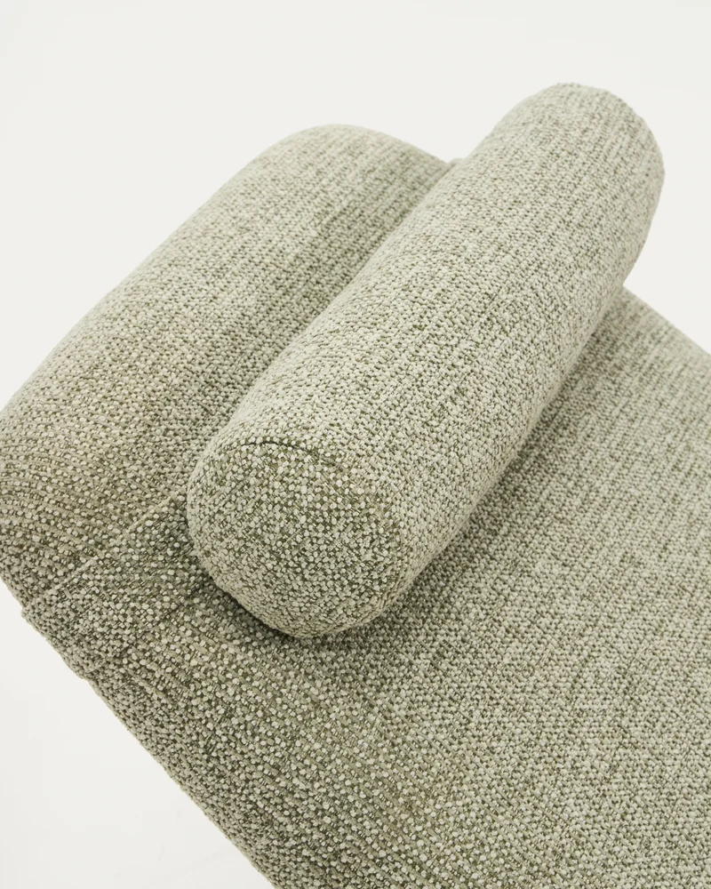 Osla divan in green chenille with brushed graphite stainless steel legs FSC 100% 174 cm