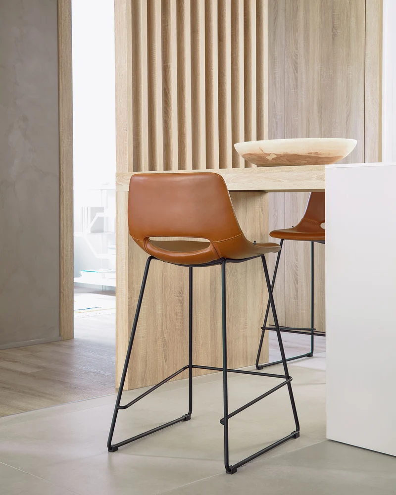 Brown synthetic leather Zahara barstool 76 cm