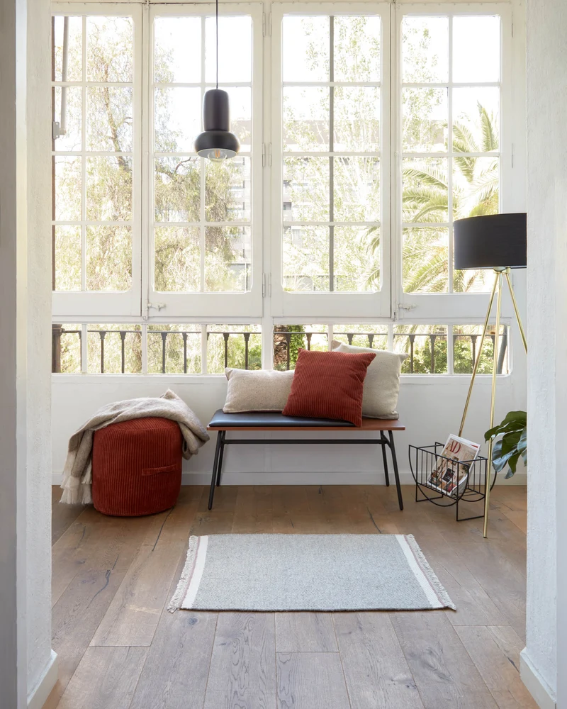 Carabel bench in steel and walnut veneer, 100 cm