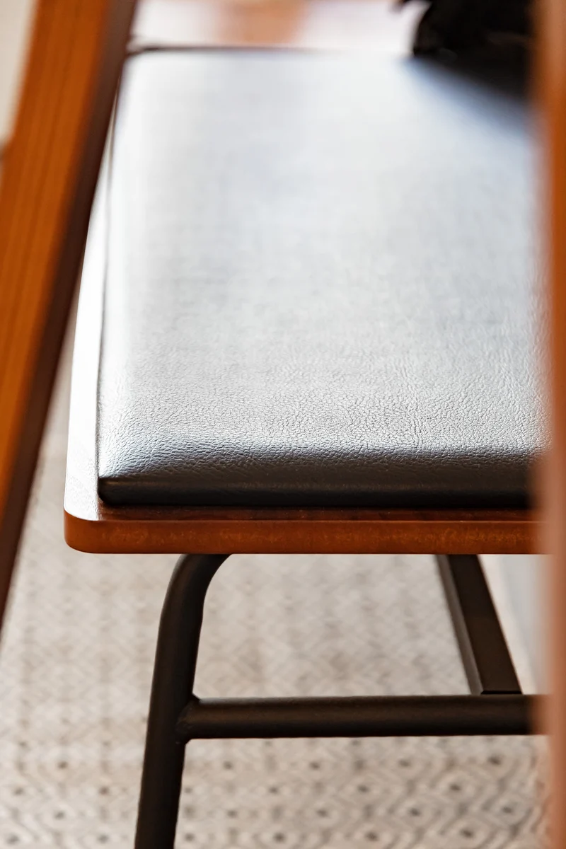 Carabel bench in steel and walnut veneer, 100 cm