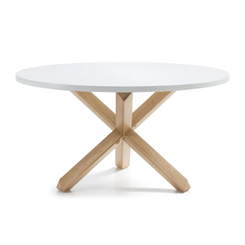 Lotus table in white with solid oak legs, Ø 135 cm