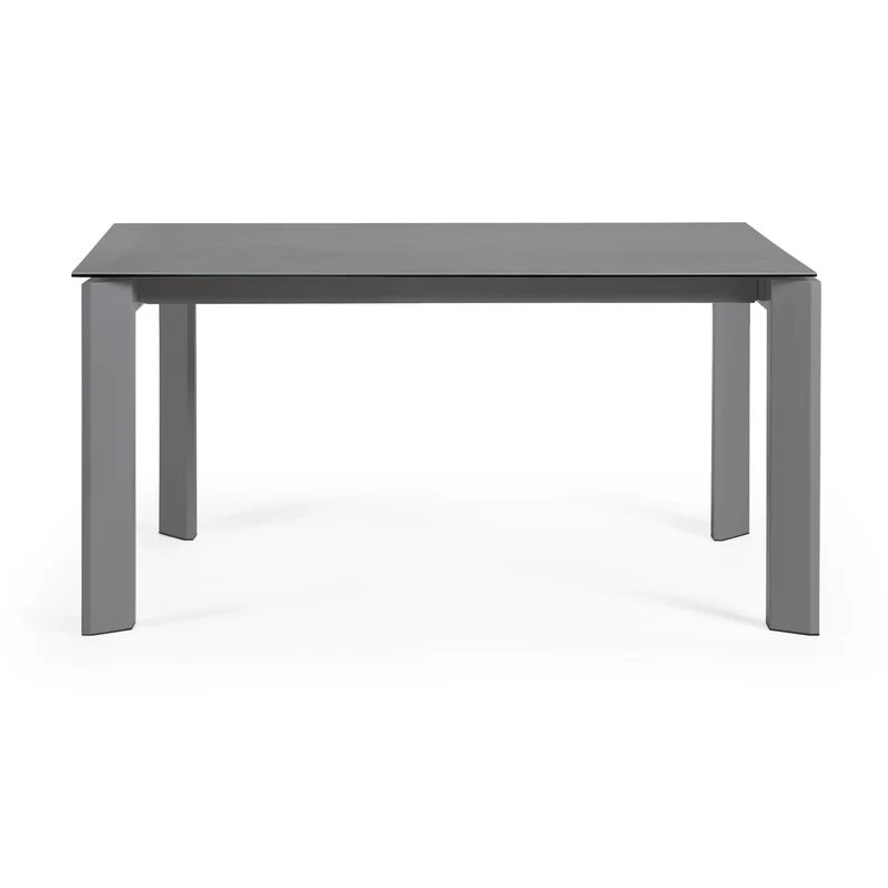 Axis extendable porcelain table with Volcano Rock finish and dark grey legs, 160 (220) cm