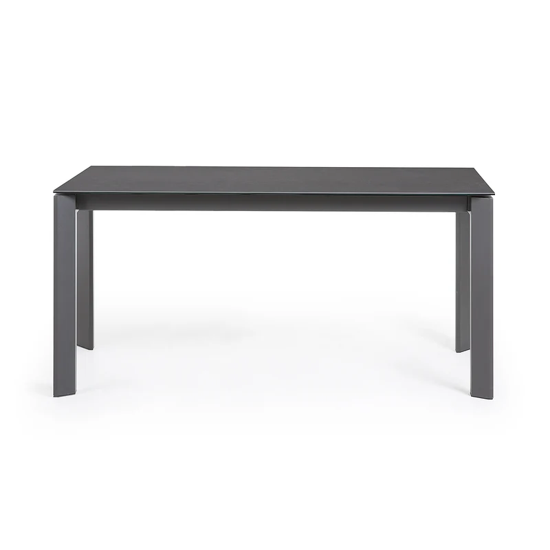 Axis extendable porcelain table with Volcano Rock finish and dark grey legs, 160 (220) cm