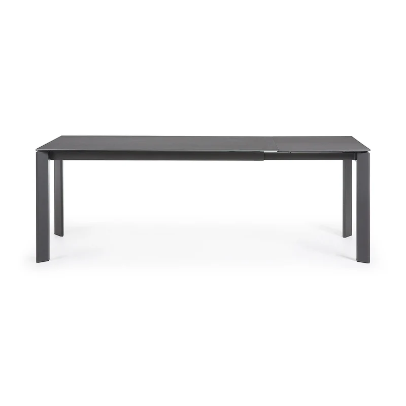 Axis extendable porcelain table with Volcano Rock finish and dark grey legs, 160 (220) cm