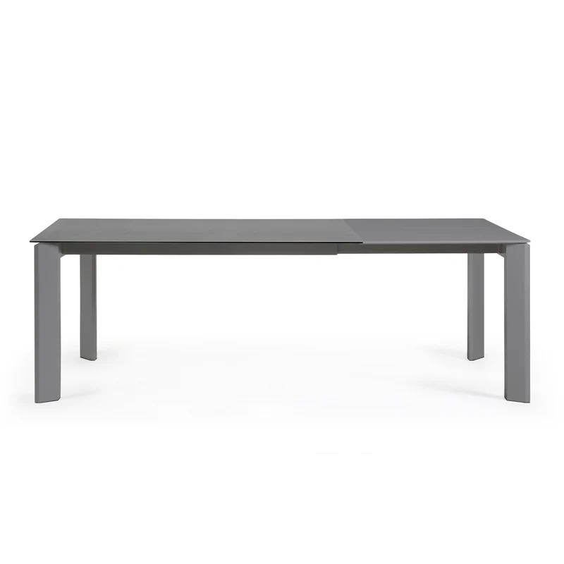 Axis extendable porcelain table with Volcano Rock finish and dark grey legs, 160 (220) cm