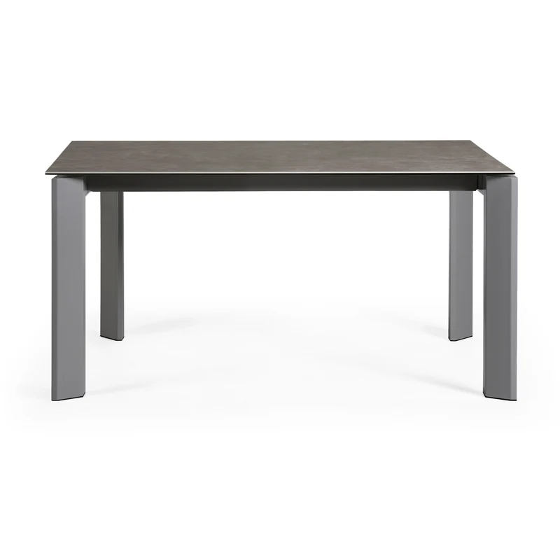 Axis extendable ceramic table in Vulcano Ceniza finish, anthracite steel legs 160 (220)cm