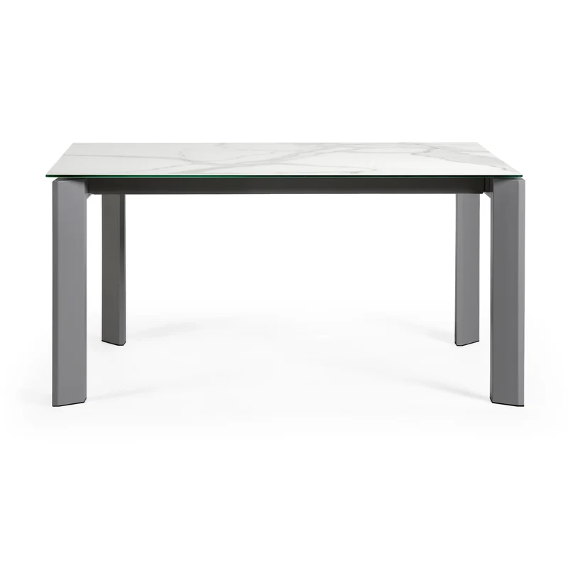 Axis porcelain extendable table in White Kalos finish with anthracite legs 160 (220) cm
