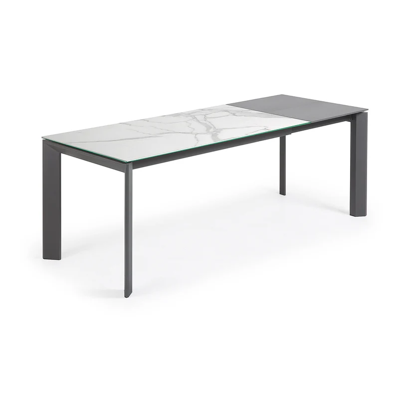 Axis porcelain extendable table in White Kalos finish with anthracite legs 160 (220) cm
