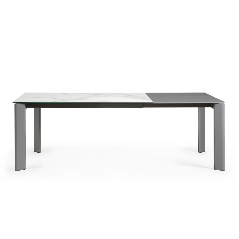 Axis porcelain extendable table in White Kalos finish with anthracite legs 160 (220) cm