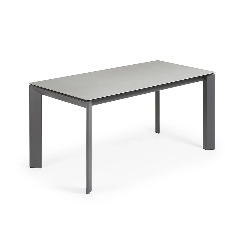Axis porcelain extendable table in Hydra Lead finish with anthracite legs 160 (220) cm