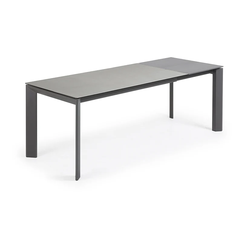 Axis porcelain extendable table in Hydra Lead finish with anthracite legs 160 (220) cm