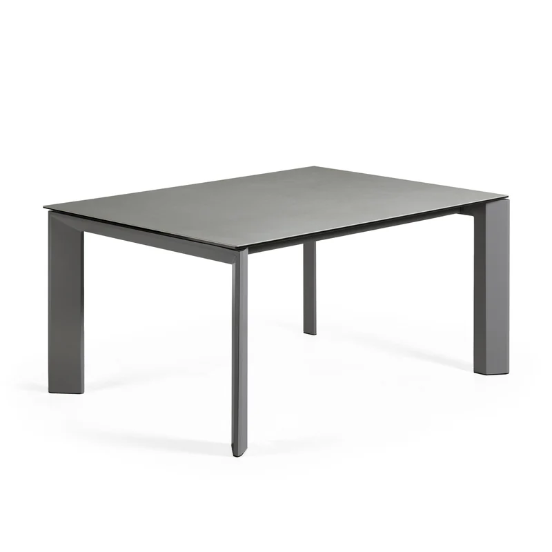 Axis porcelain extendable table in Hydra Lead finish with anthracite legs 160 (220) cm