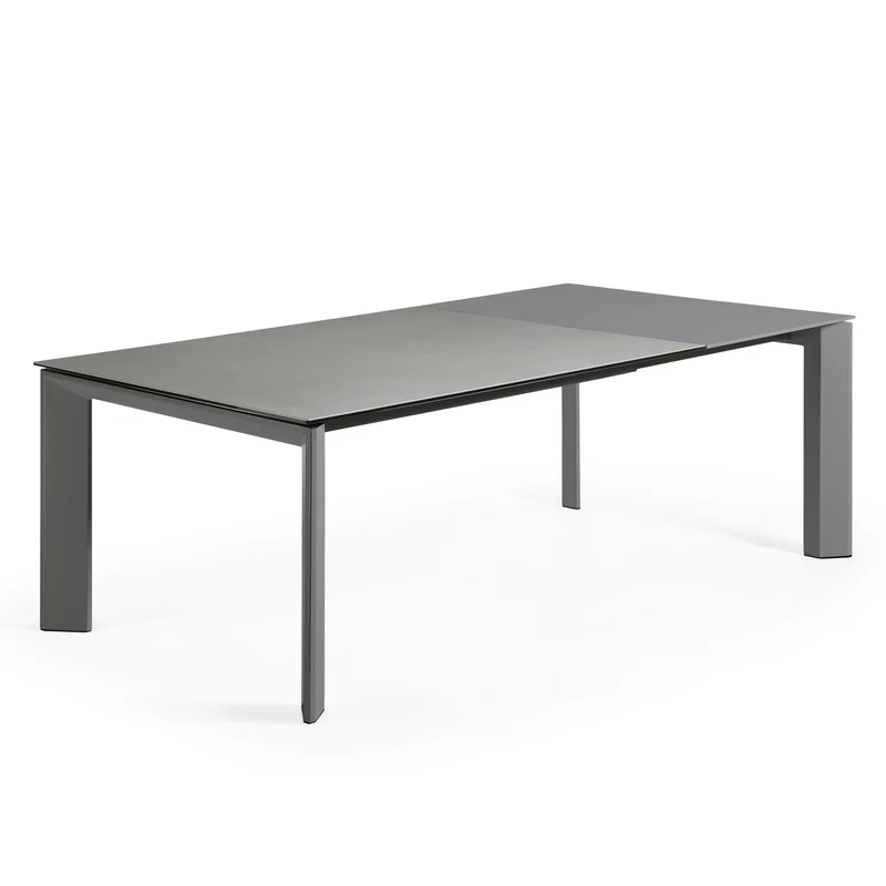 Axis porcelain extendable table in Hydra Lead finish with anthracite legs 160 (220) cm