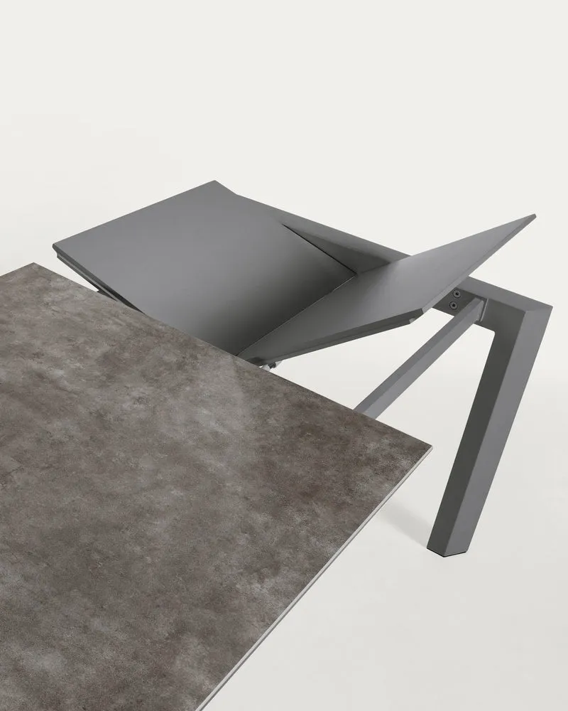 Axis porcelain extendable table in Volcano Ash finish anthracite steel legs 140(200)cm