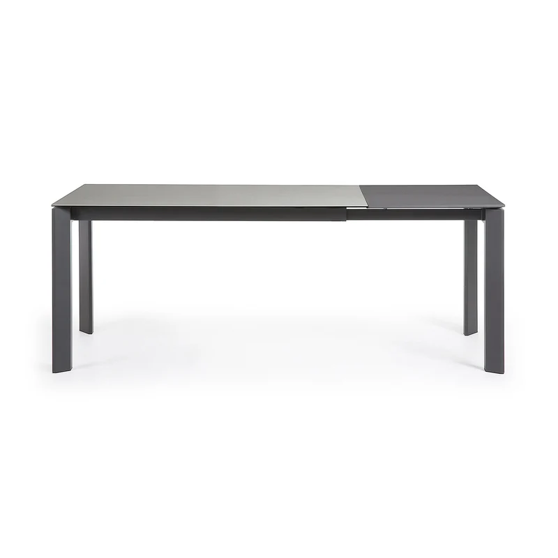 Axis porcelain extendable table in Hydra Lead finish with anthracite steel legs 140(200)cm