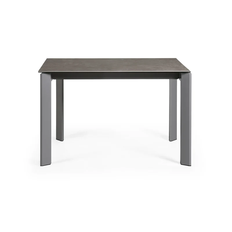 Axis extendable ceramic table in Vulcano Ceniza finish, anthracite steel legs 120 (180)cm