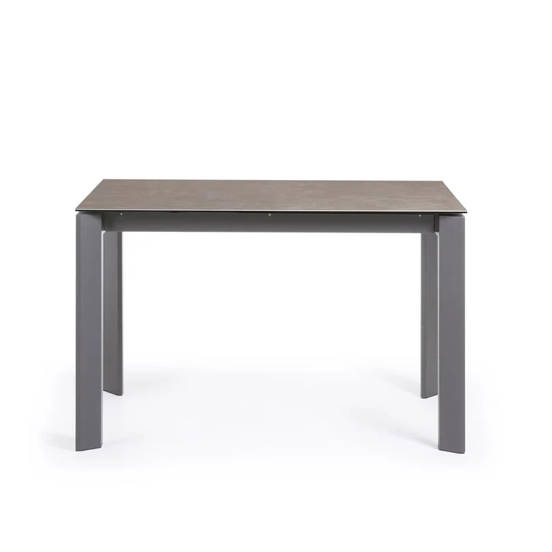 Axis extendable ceramic table in Vulcano Ceniza finish, anthracite steel legs 120 (180)cm