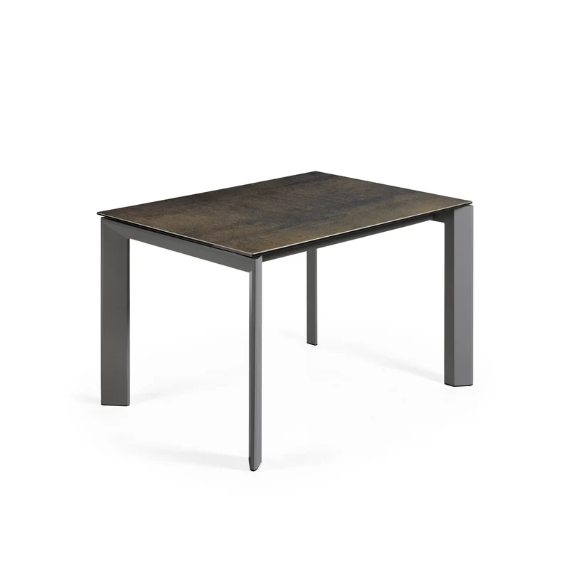 Axis porcelain extendable table in Iron Moss finish with anthracite steel legs 120 (180)cm