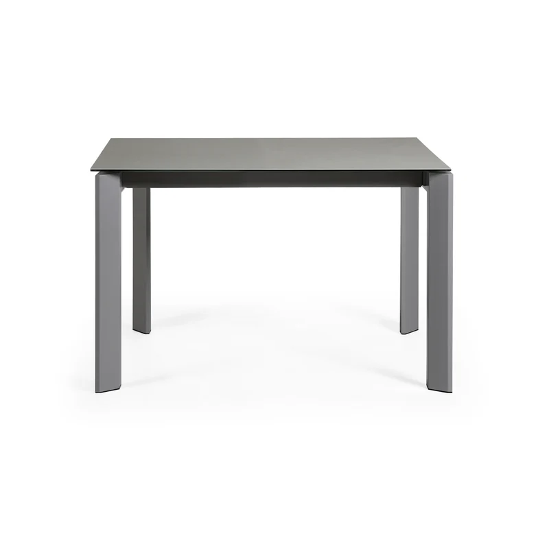 Axis extendable ceramic table in Hydra Plomo finish, anthracite steel legs 120 (180) cm