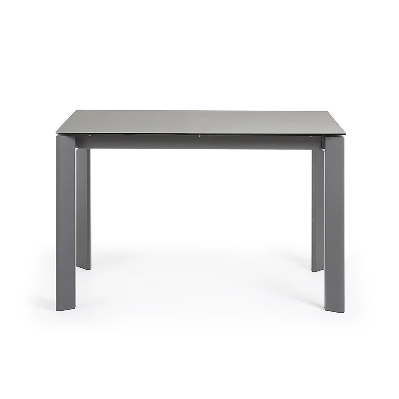 Axis extendable ceramic table in Hydra Plomo finish, anthracite steel legs 120 (180) cm